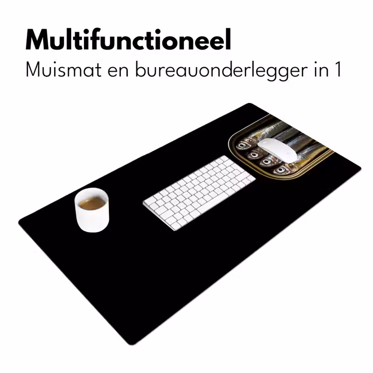 Sardines - Blik - Zwart - Vissen Muismat XXL klein -sfeer4