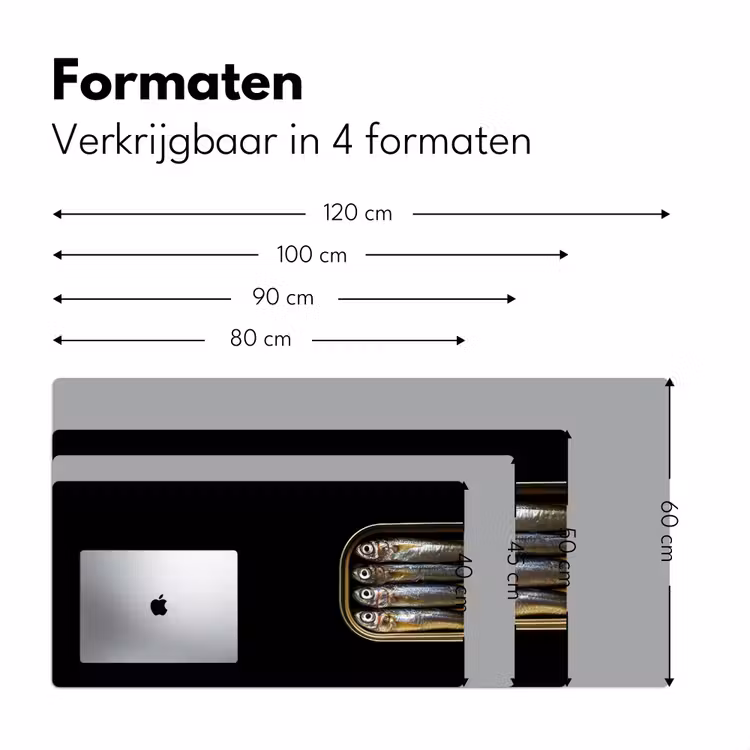Sardines - Blik - Zwart - Vissen Muismat XXL klein -sfeer5