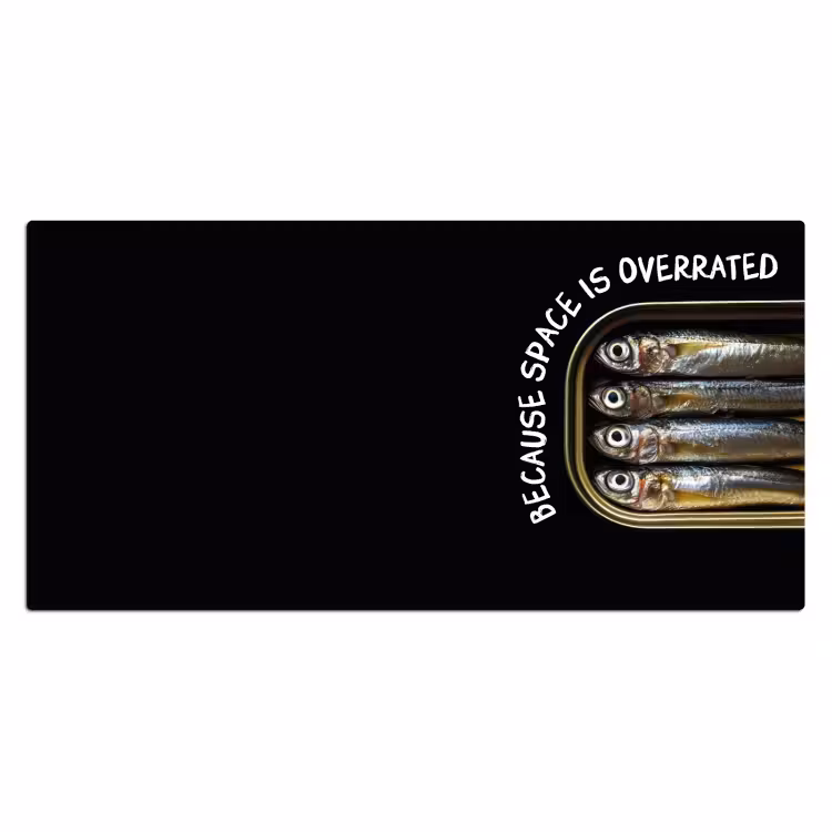 Sardines - Tekst - Vis - Blik Muismat XXL klein -3d_leeg
