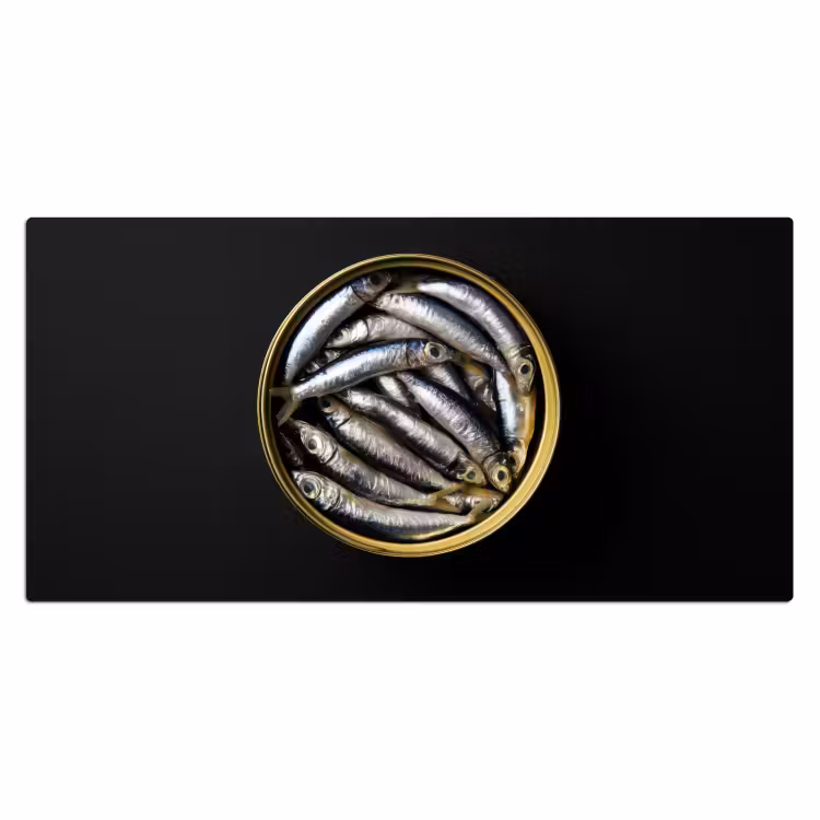 Sardines - Vissen - Rond - Zwart Muismat XXL klein -3d_leeg