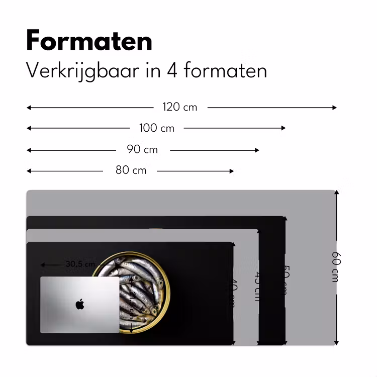 Sardines - Vissen - Rond - Zwart Muismat XXL klein -sfeer5