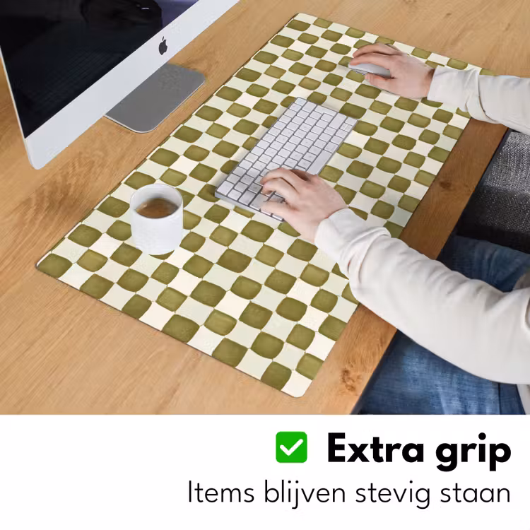 Schaak - Patroon - Groen Muismat XXL klein 681 -sfeer3