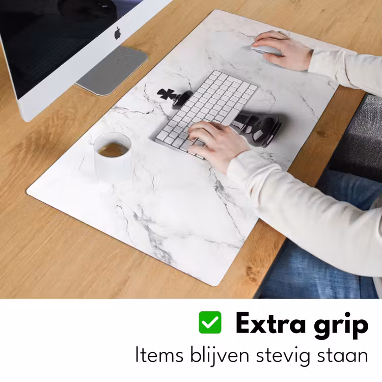 Schaakstuk - Koning - Zwart - Marmer Muismat XXL klein -sfeer3