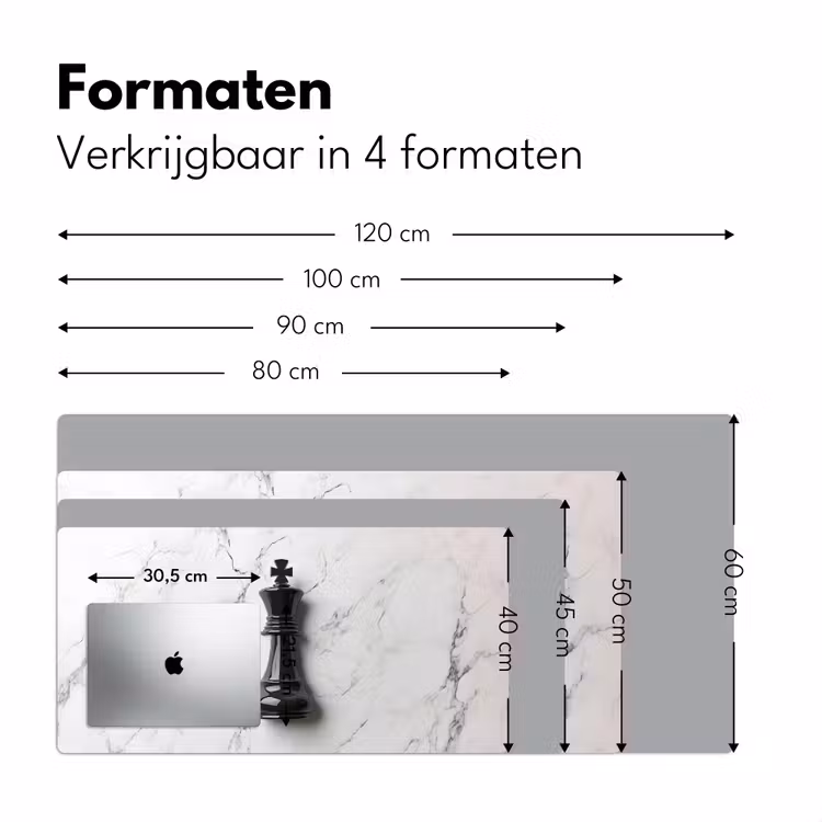 Schaakstuk - Koning - Zwart - Marmer Muismat XXL klein -sfeer5