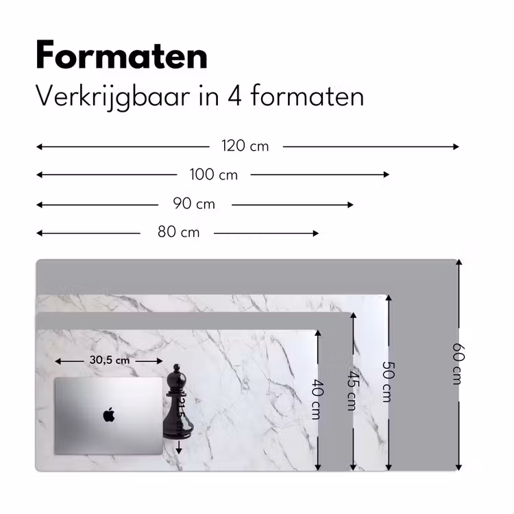 Schaakstuk - Loper - Zwart - Marmer Muismat XXL klein -sfeer5