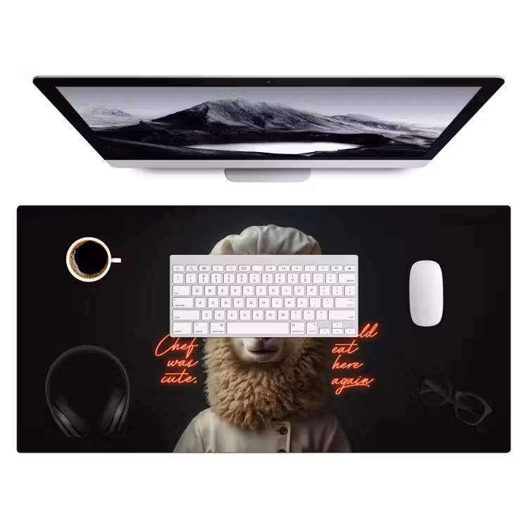 Schaap - Kokskleding - Neon - Quote Muismat XXL klein -3d