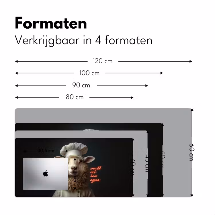 Schaap - Kokskleding - Neon - Quote Muismat XXL klein -sfeer5