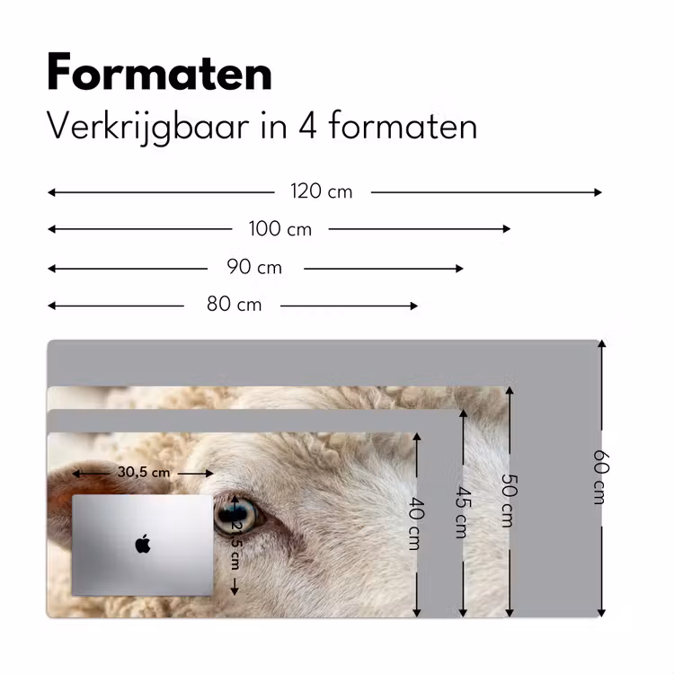 Schaap - Oog - Wit Muismat XXL klein -sfeer5