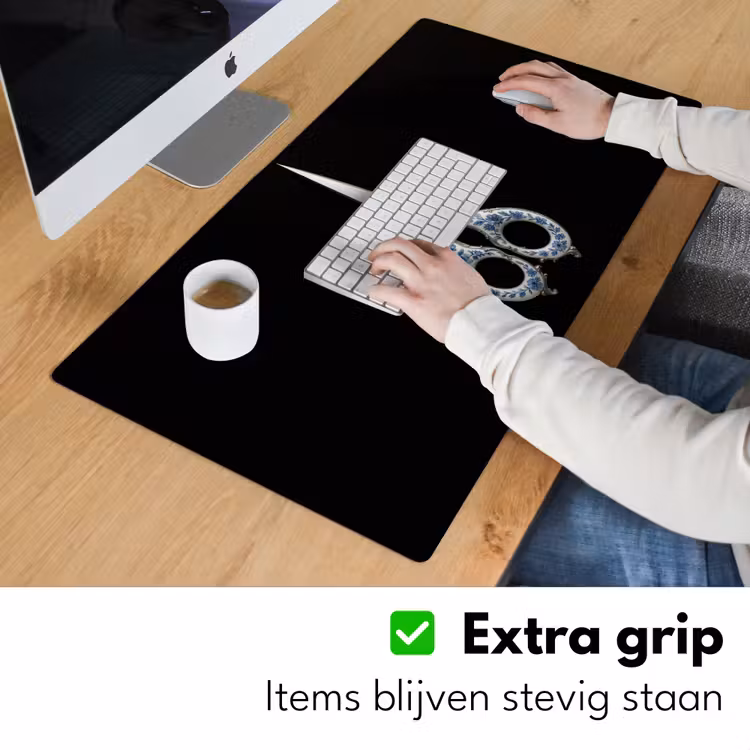Schaar - Delfts blauw - Zwart Muismat XXL klein -sfeer3