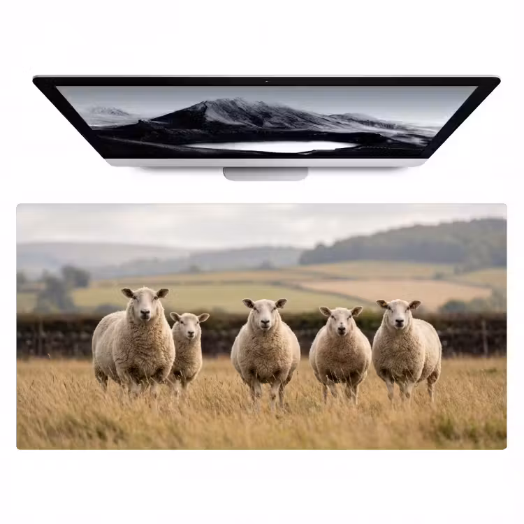 Schapen - Weidenlandschap - Heuvels Muismat XXL klein -zzz3d