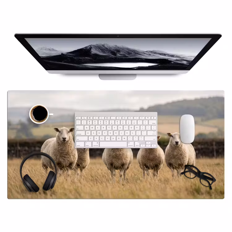 Schapen - Weidenlandschap - Heuvels Muismat XXL klein -3d