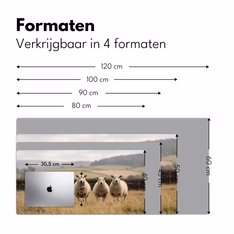 Schapen - Weidenlandschap - Heuvels Muismat XXL klein -sfeer5