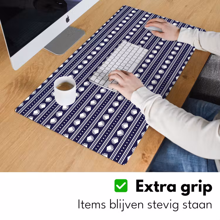 Schelp - Nautisch - Blauw - Wit Muismat XXL klein 681 -sfeer3