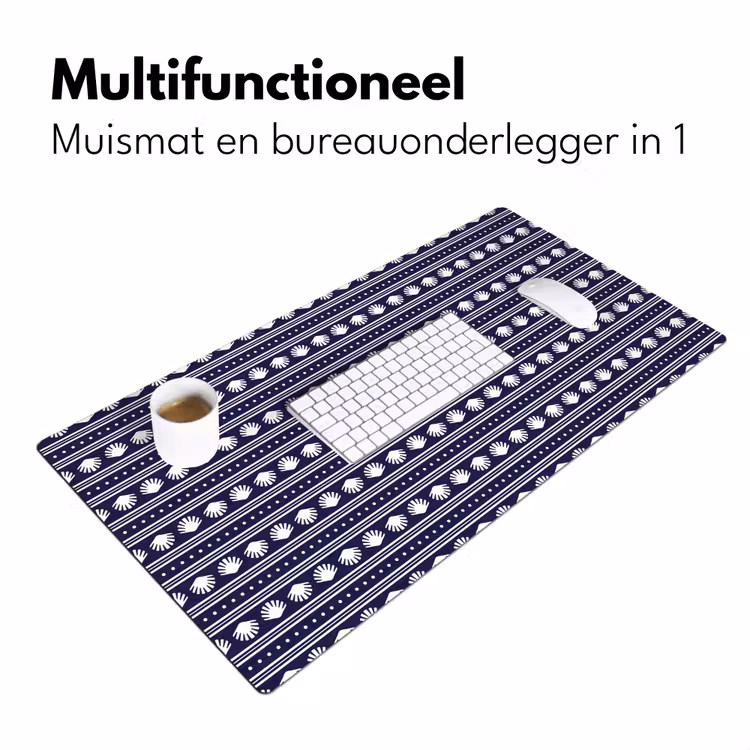 Schelp - Nautisch - Blauw - Wit Muismat XXL klein 681 -sfeer4