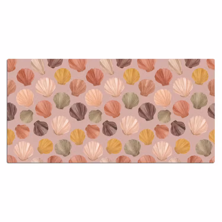 Schelp - Patroon - Zee - Aquarel - Aardetinten Muismat XXL klein -3d_leeg