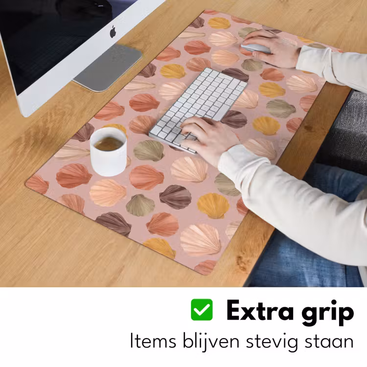 Schelp - Patroon - Zee - Aquarel - Aardetinten Muismat XXL klein -sfeer3