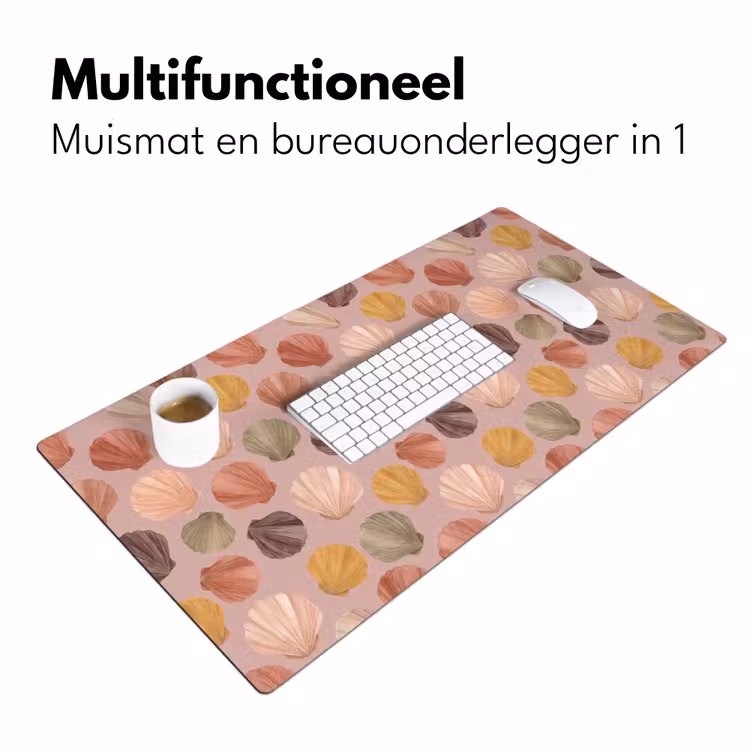 Schelp - Patroon - Zee - Aquarel - Aardetinten Muismat XXL klein -sfeer4