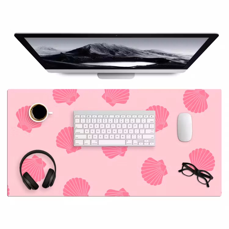 Schelp - Patroon - Zee - Modern - Roze Muismat XXL klein -3d