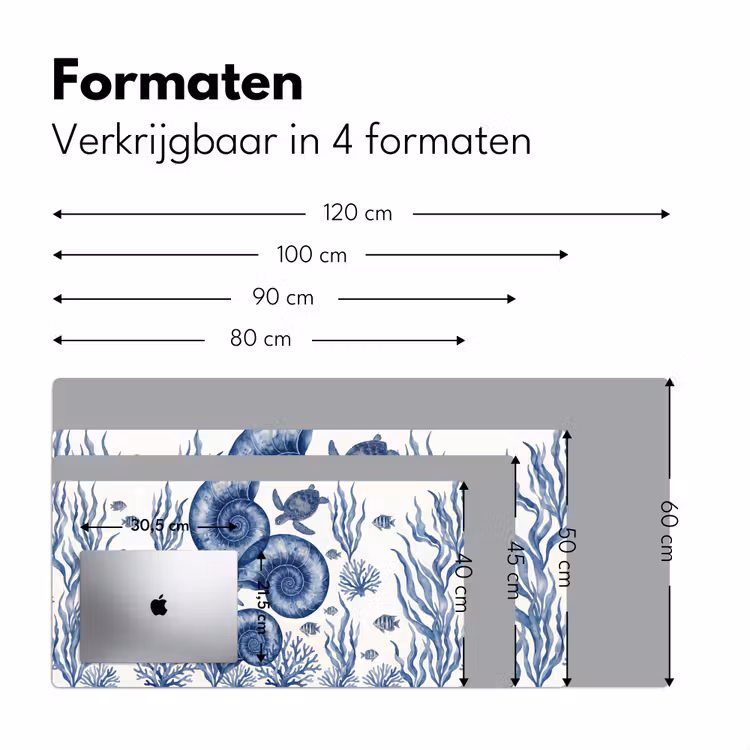 Schelp - Spiraal - Zeeleven - Aquarel - Blauw Muismat XXL klein -sfeer5