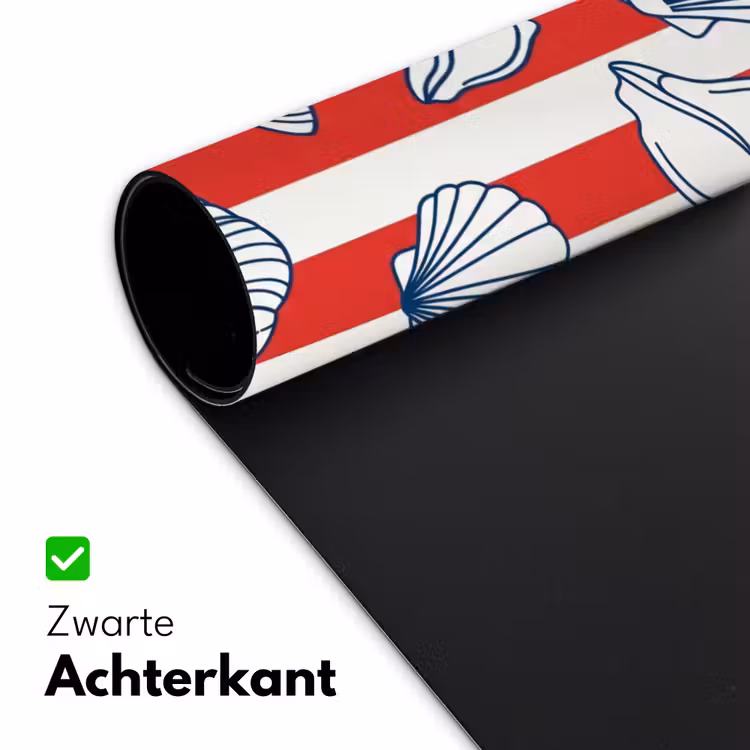 Schelp - Zeedieren - Zomer - Illustratie - Rood - Blauw Muismat XXL klein -sfeer2