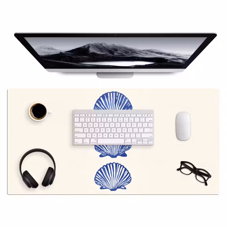 Schelpen - Blauw - Patroon Muismat XXL klein -3d