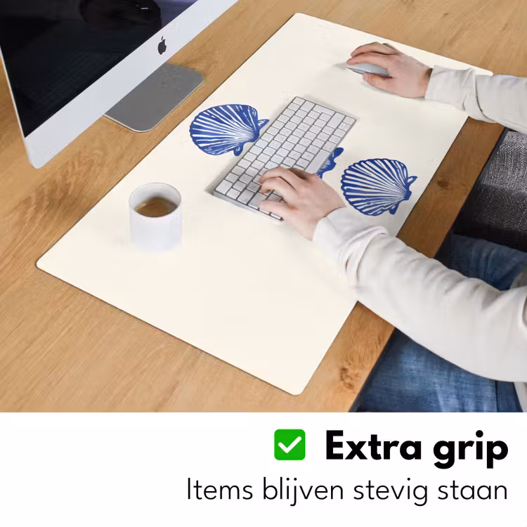 Schelpen - Blauw - Patroon Muismat XXL klein -sfeer3