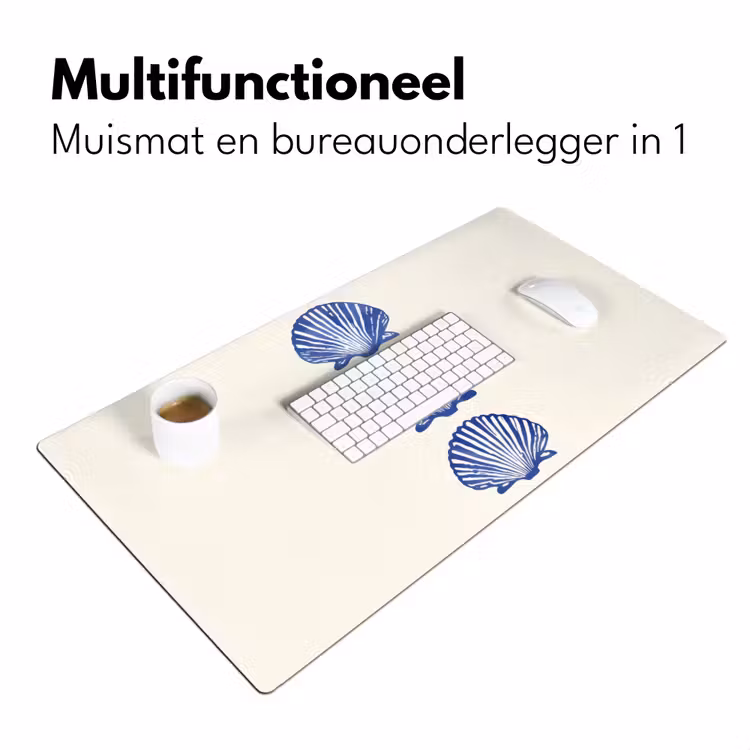 Schelpen - Blauw - Patroon Muismat XXL klein -sfeer4