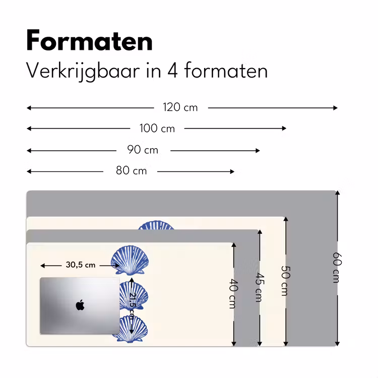 Schelpen - Blauw - Patroon Muismat XXL klein -sfeer5