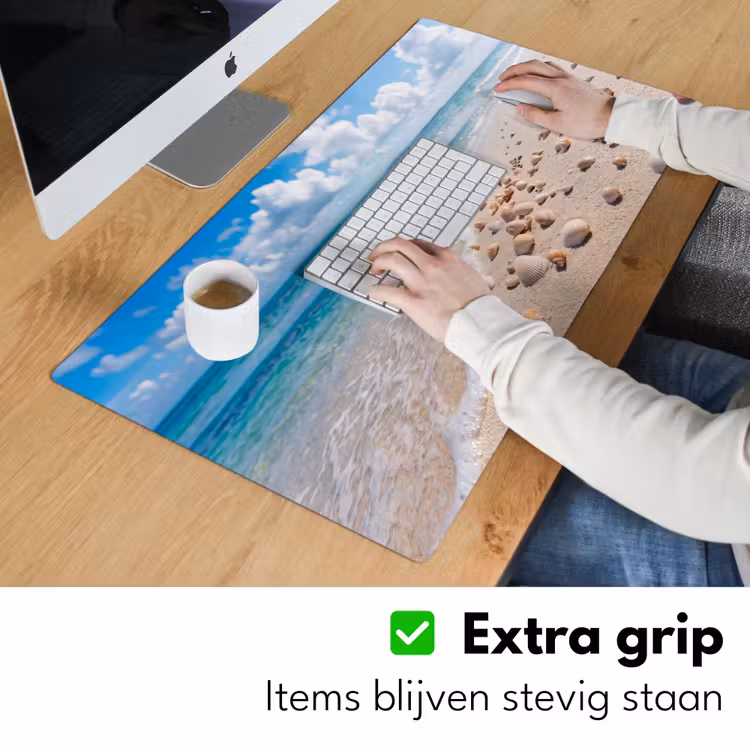 Schelpen - Strand - Natuur - Beige Muismat XXL klein -sfeer3