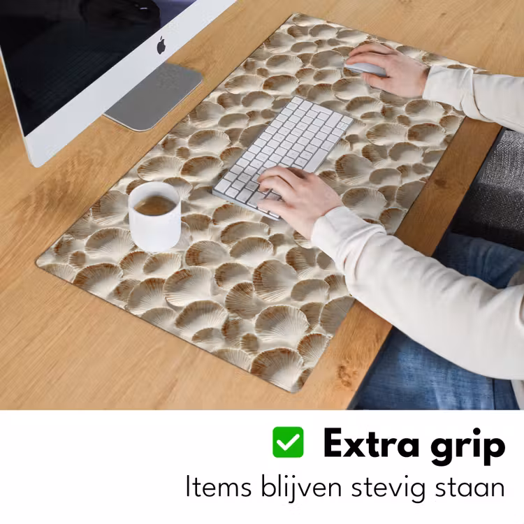 Schelpen - Waaiervorm - Wit Muismat XXL klein 681 -sfeer3