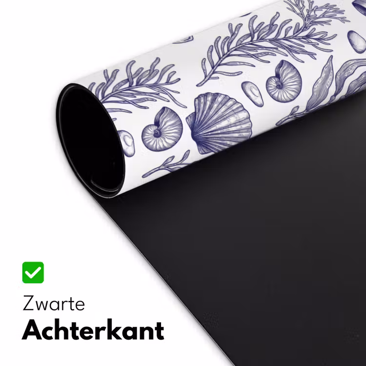 Schelpen - Zeewier - Oceaan - Illustratie - Blauw Muismat XXL klein -sfeer2