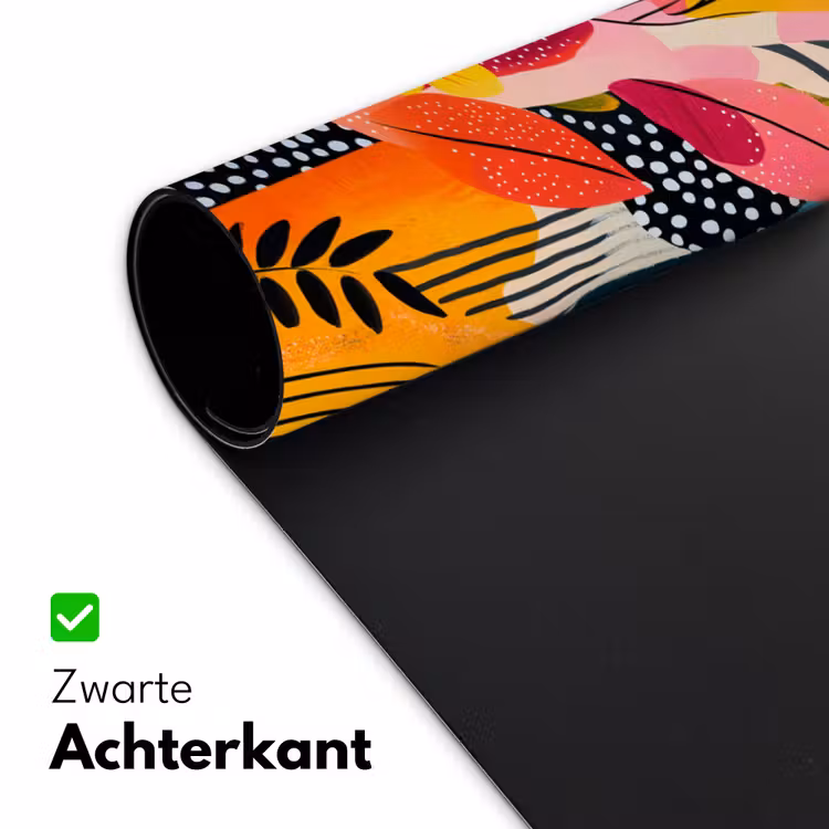 Schilderij - Abstract - Bloemen - Roze Muismat XXL klein -sfeer2