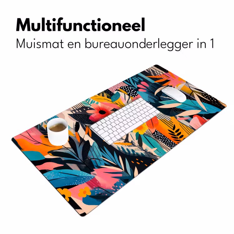 Schilderij - Abstract - Bloemen - Roze Muismat XXL klein -sfeer4