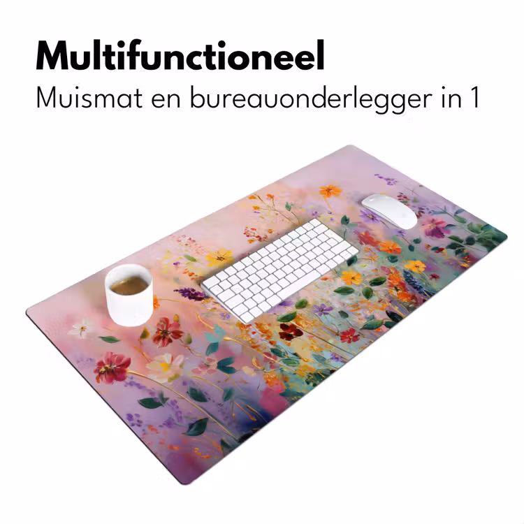Schilderij - Bloemen - Abstract - Kleurrijk Muismat XXL klein -sfeer4