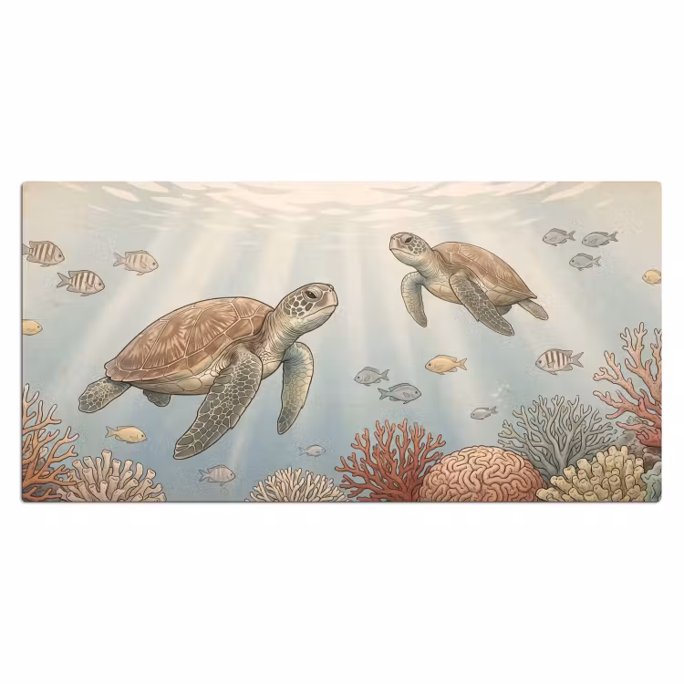 Schildpad - Onderwater - Natuur - Illustratie Muismat XXL klein -3d_leeg