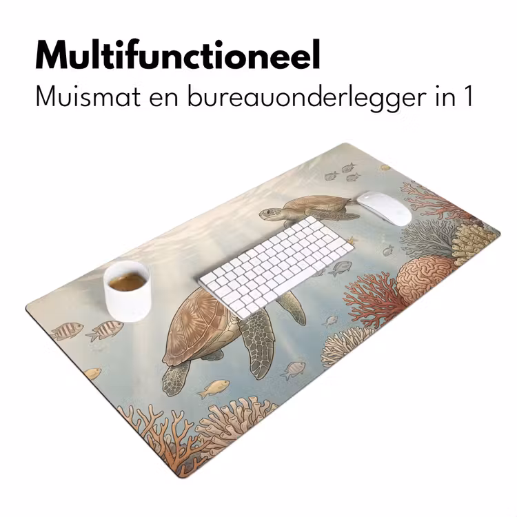 Schildpad - Onderwater - Natuur - Illustratie Muismat XXL klein -sfeer4