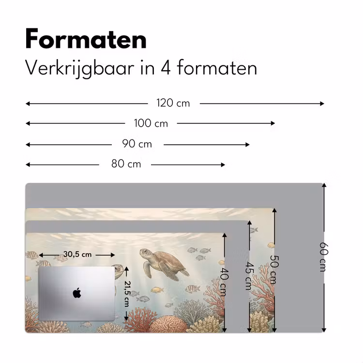 Schildpad - Onderwater - Natuur - Illustratie Muismat XXL klein -sfeer5