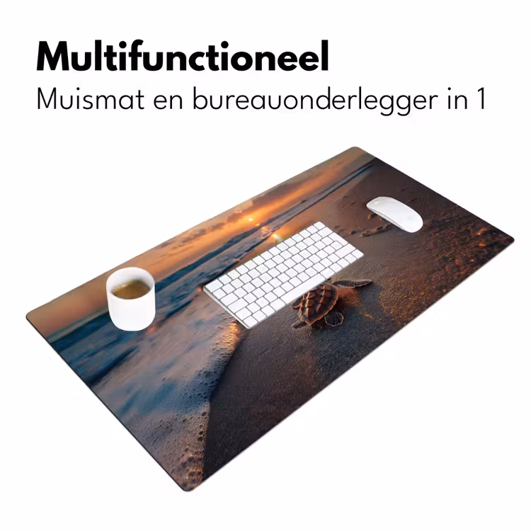 Schildpad - strand - Zonsondergang Muismat XXL klein -sfeer4