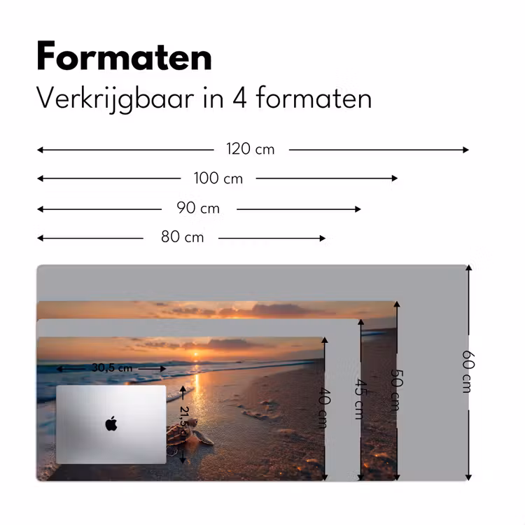 Schildpad - strand - Zonsondergang Muismat XXL klein -sfeer5
