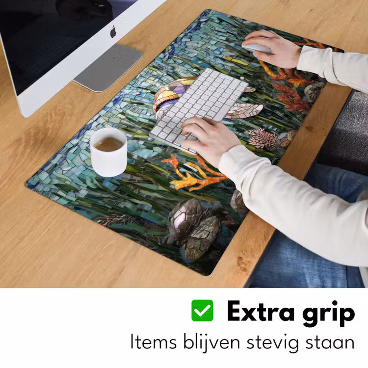 Schildpad - Zeewier - Mozaïek Muismat XXL klein -sfeer3