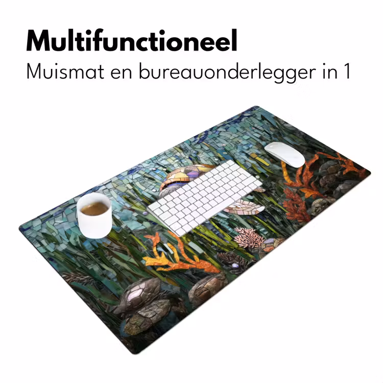 Schildpad - Zeewier - Mozaïek Muismat XXL klein -sfeer4