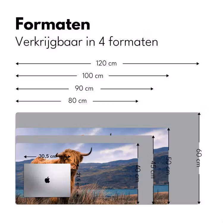 Schotse Hooglander - Berg - Water - Natuur - Koe Muismat XXL klein -sfeer5