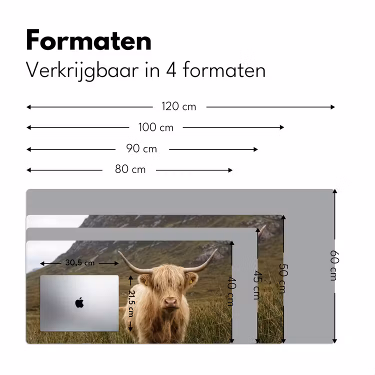 Schotse hooglander - Bergen - Grasveld Muismat XXL klein -sfeer5