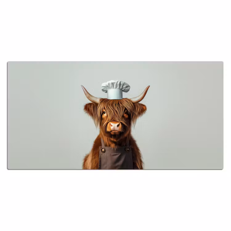 Schotse Hooglander - Bruin - Hoorns - Kokskleding Muismat XXL klein -3d_leeg