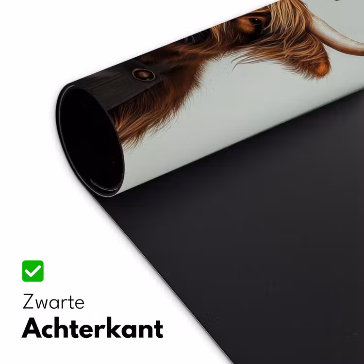 Schotse Hooglander - Bruin - Hoorns - Kokskleding Muismat XXL klein -sfeer2