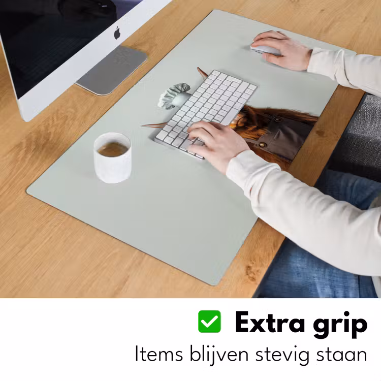 Schotse Hooglander - Bruin - Hoorns - Kokskleding Muismat XXL klein -sfeer3