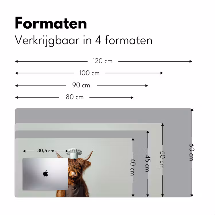 Schotse Hooglander - Bruin - Hoorns - Kokskleding Muismat XXL klein -sfeer5