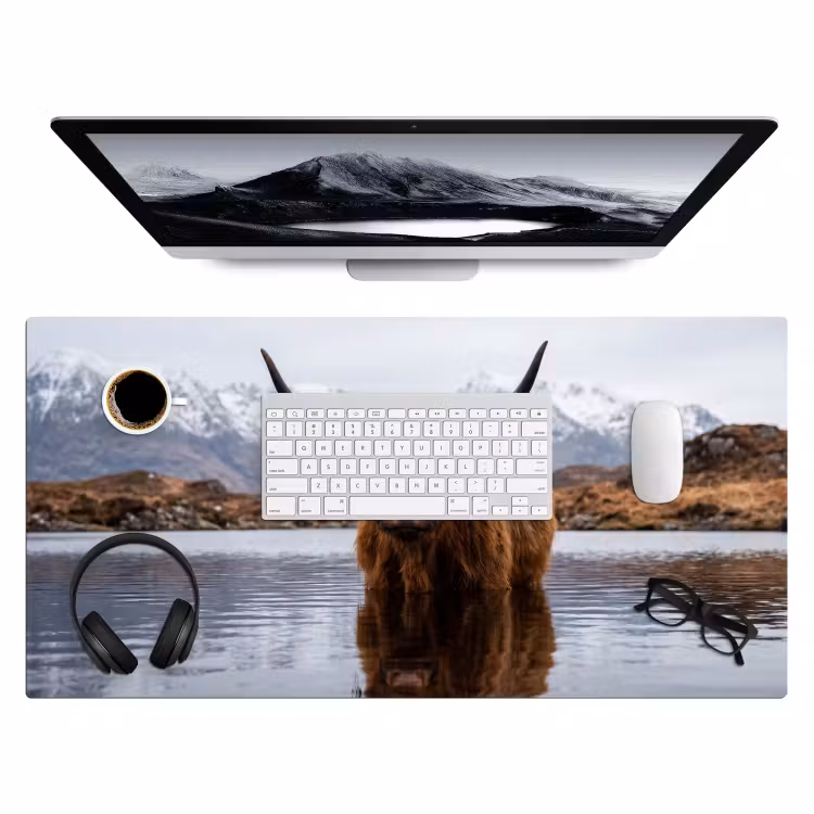 Schotse hooglander - Bruin - Water Muismat XXL klein -3d