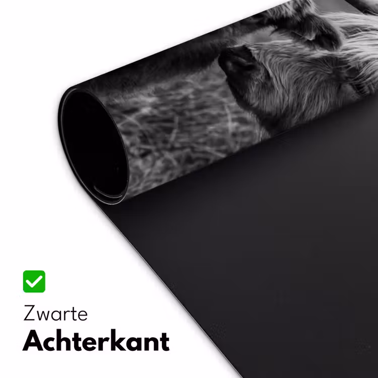 Schotse hooglander - Kalf - Zwart - Wit Muismat XXL klein -sfeer2