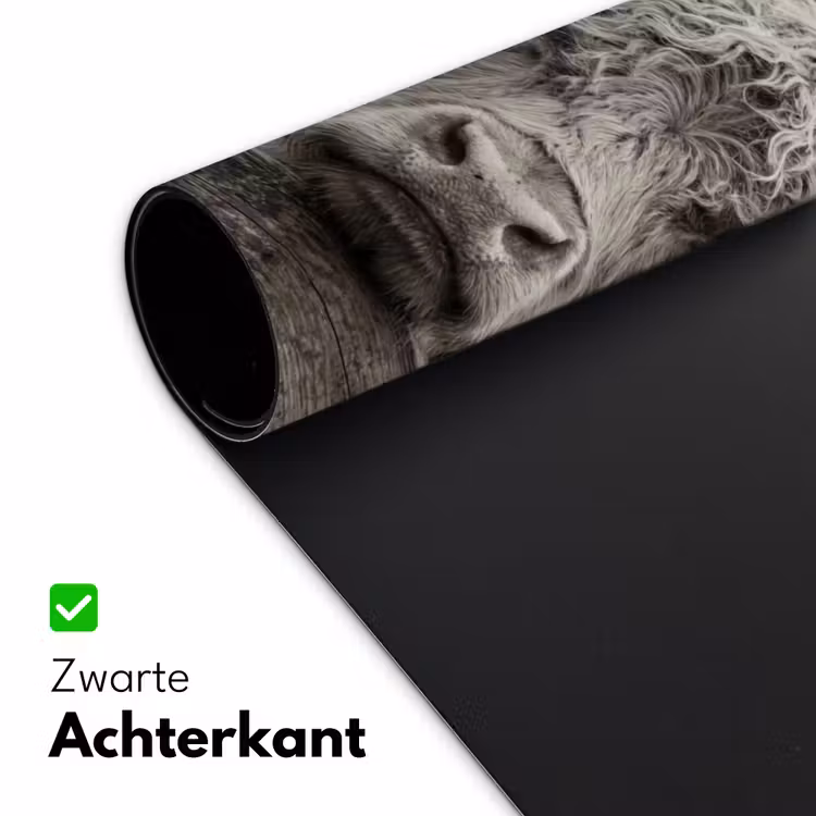 Schotse hooglander - Zwart - Wit - Hout Muismat XXL klein -sfeer2